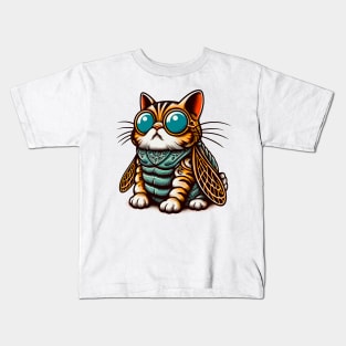 CAT CUT CICADAS 2024 BOY GIRL FUNNY DESIGN Kids T-Shirt